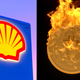 Shell logo and Bitcoin burning